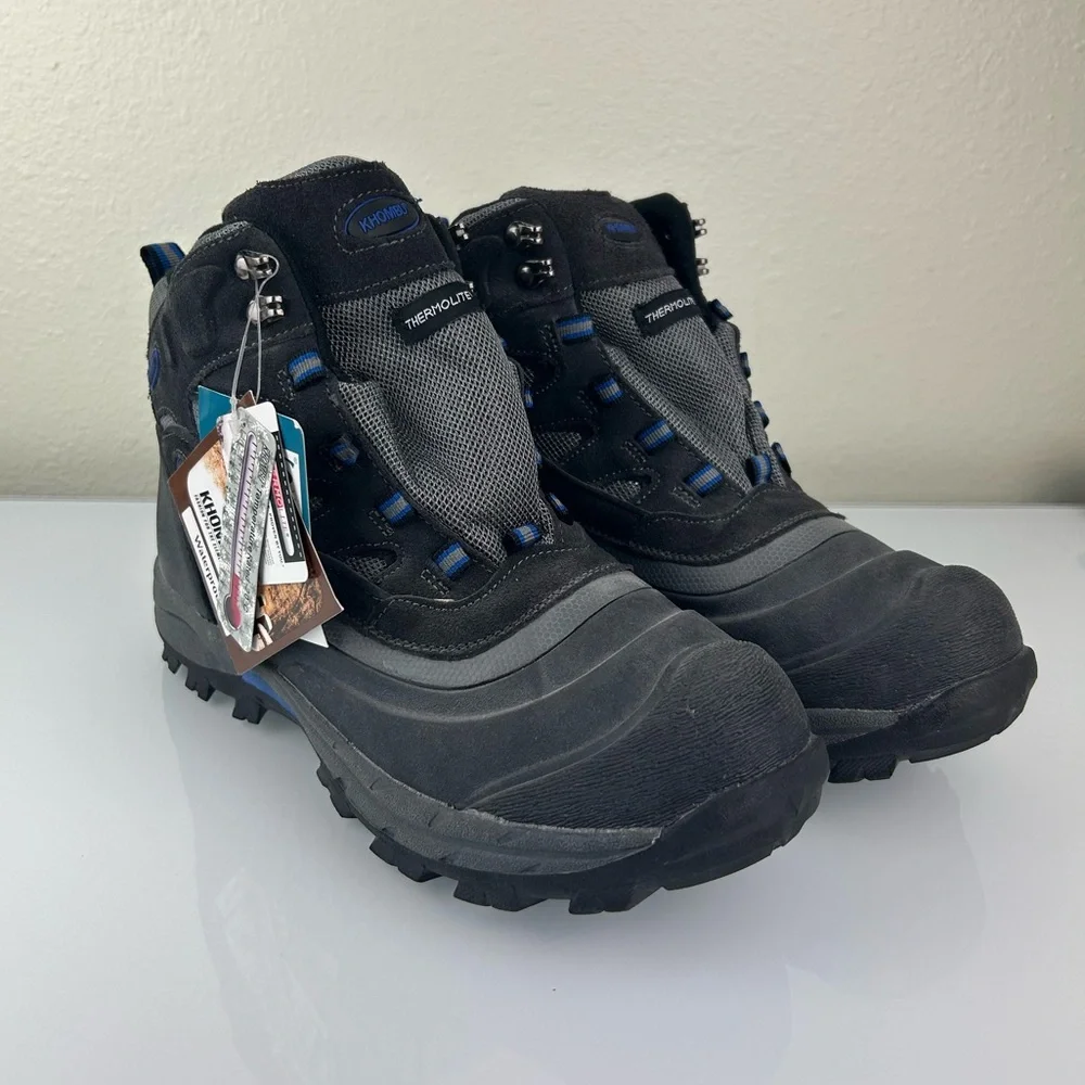 Khombu Thermolite Men’s Weatherproof Winter Boots Sz 11 New, No Laces